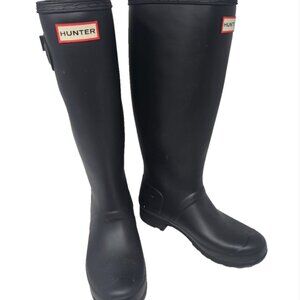 New Without Tags Hunter Wellies Black Rubber High Boots Women's Sz 7 UK 5 EU 38